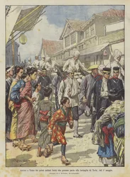 Arrival in Tokyo of the First Wounded Soldiers Who Took Part in the Battle of Ya-lu, on May 1st