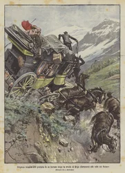 Swiss Stagecoach Plunges into a Ravine Along the Road from Brig (Simplon) to the Rhone Valley
