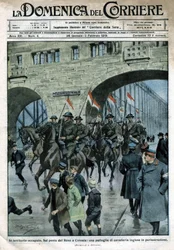 English Presence in Germany: Military Troops on a Rhine Bridge in Cologne