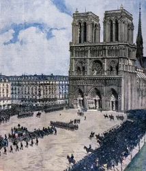 Funeral of Felix Faure at Notre Dame Cathedral in Paris in 1899 Illustration by Achille Beltrame