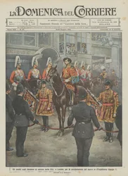The royal heralds ask to enter the City, in London, for the proclamation of the new