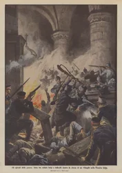 Episodes of the War, Battle Between Belgian and German Soldiers Inside a Village Church in Belgian Flanders