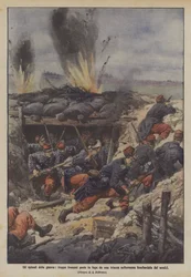 Episodes of the War, French Troops Fleeing from an Underground Trench Bombarded by Enemies