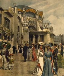 Grand opening of First International Exhibition of Modern Decorative Arts in Turin, from La Domenica del Corriere, May 1902