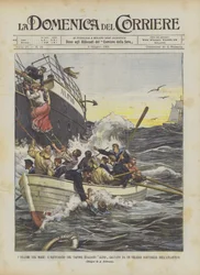 The Dramas of the Sea, The Crew of the Italian Steamer Alfio Saved by a Norwegian Sailing Ship in the Atlantic