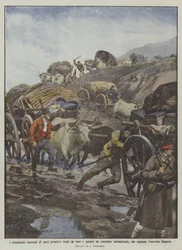 The picturesque convoys of primitive carts pulled by oxen and driven by militarized peasants