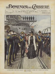 The Queen Mother on Board the Battleship Regina Margherita in Spezia, for the Delivery of the Flag
