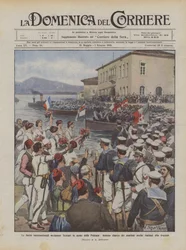 International fleets occupy Scutari in the name of the Powers, festive landing of sailors