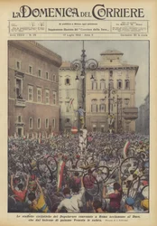 The Cycling Relays of the Dopolavoro Gathered in Rome to Acclaim the Duce, Who from the Balcony...