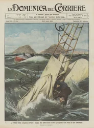 The victims of the conquest of the air, tragic end of aviator Leblon who fell into the bay of San Sebastian