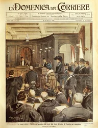 Maria Tarnowska on trial in Venice, by Achille Beltrame, illustration, from La Domenica del Corriere