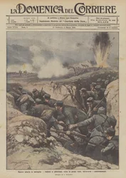 While the Battle Rages, Reinforcements Hurry to the Front Line Through the Trenches