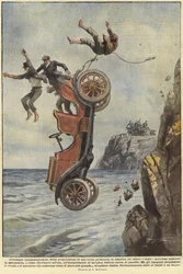 People Falling as Their Car Leaves a Coastal Path