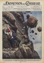 Four Alsatian mountaineers attempting the risky ascent of Hebertet