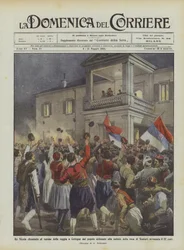 King Nicholas called to the balcony of the palace in Cetinje by the delirious crowd upon news of the surrender