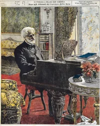 The Italian composer Giuseppe Verdi in his study (plate by Achille Beltrame)