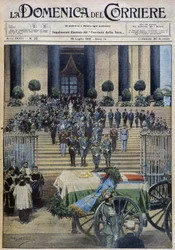 The blessing of the mortal remains of the Duke of Aosta in Turin, after the funeral procession crossed the whole city