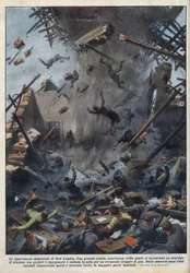 The tragedy of a school explosion in New London, Texas, caused by a gas leak on March 18. Illustration by Achille Beltrame in 
