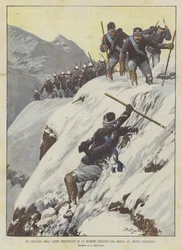 A Captain of the Alpini Falls into a Ravine During a March on Mount Telegraph