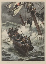 A Crew Forced to Spend an Entire Night on the Mast of a Sunken Ship Waiting for Rescue