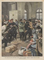 A railway station in European Russia attacked by bandits, travelers robbed in the waiting room