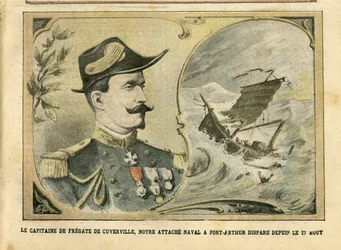 Illustration in Le Pelerin, 25/09/04 - The captain of the frigate of Cuverville, our naval attachment to Port-Arthur disappeared since August 17 - Port-Arthur, Shipwreck - De Cuverville