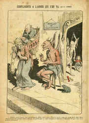 Illustration of Achille Lemot in Le Pelerin, 31/12/05 - Compliments of the Year that Goes Away - Religion Faith, Catholic Catholicism - Combes Emile, Devil, Time (Allegory of)