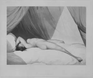 Nude Reclining on Curtained Bed [Emma Hamilton]