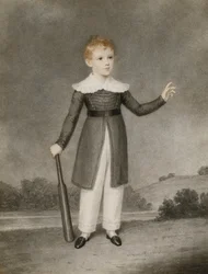 Portrait of Edward Currie Holding a Cricket Bat