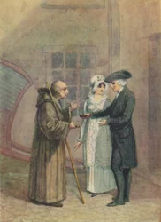 Yorik, the Monk and Madame L- in the Inn Courtyard at Calais