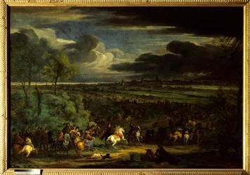 The War of Devolution (1667-1668): View of the March of the Army of King Louis XIV on Kortrijk on 18 July 1667