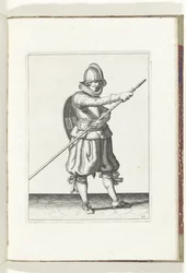 The Exercise with Shield and Pike: The Soldier Brings the Pike Back into Position with Both Hands (No. 29), 1618