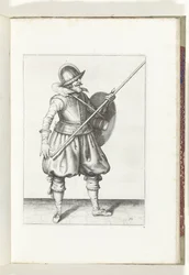 Exercise with Shield and Pike: The Soldier Returns the Pike to the Rest Position in Three Movements, First Movement (No. 10), 1618