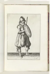 The Exercise with Shield and Pike: The Soldier in Position with His Rapier and Shield in Front of His Chest, 1618