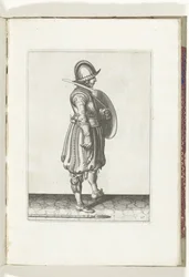 The Exercise with Shield and Pike: The Soldier with the Shield Ready and the Pike Next to His Right Foot on the Ground (no. 17), 1618 The Nassau Weapon Handling, of Shield, Pike, Rapier and Target: Both Figuratively Depicted, and Set According to the New O