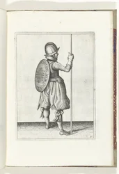The Exercise with Shield and Pike: The Soldier Standing with the Pike Resting on the Ground Next to the Right Foot (No. 30), 1618