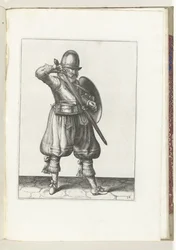 The Exercise with Shield and Spear: The Soldier Sheathes His Rapier (No. 24), 1618
