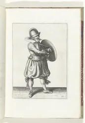 The Exercise with Shield and Spear: The Soldier Draws His Rapier from Behind His Shield (no. 18), 1618
