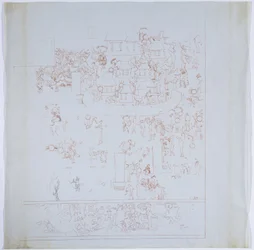 Copy of a Complete Mural from West Wall, Upper Temple of the Jaguars, Chichen Itza, Mexico (detail)