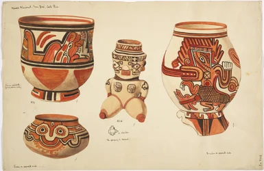 Four pieces of pottery - three vases and a figure