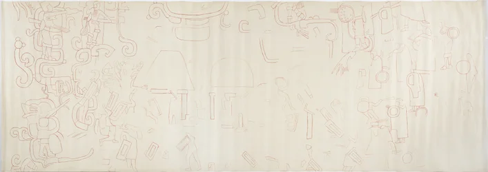 Painting from the north wall, Upper Temple of the Jaguars, Chichen Itza, Mexico Centre section