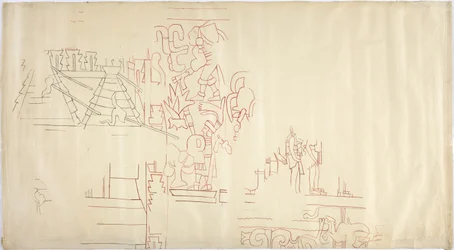 Tracing of a wall painting from Casa de Monjas, Chichen Itza, Mexico