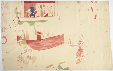 Wall painting from the south east wall, inner chamber, Upper temple of the Jaguars, Chichen Itza, Mexico