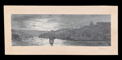 The mouth of the Tyne, with North and South Shields, by moonlight, c.1840