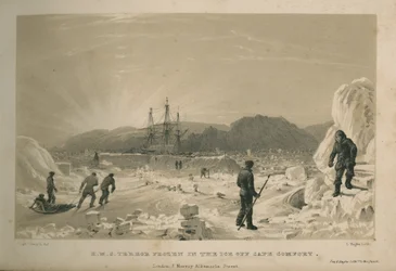 H.M.S. Terror frozen in the ice off Cape Comfort