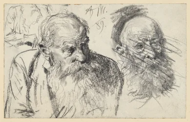 Bust portrait of an old bearded man and head of an old bearded man (rejected)