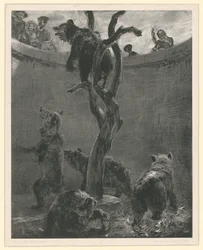 The Bear Pit in the Zoological Garden. Plate 6 from: Experiments with Brush and Scraper, Book 1