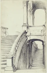 The Upper Stairway of the Wall Pavilion in the Zwinger, Dresden