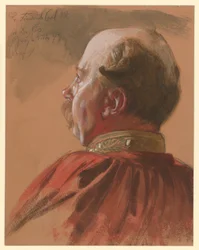 Prince Friedrich Karl of Prussia, half-cropped profile to the left, portrait study for “The Coronation of Wilhelm I in Königsberg”
