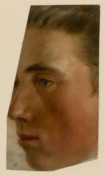 Face of a Man in Profile Facing Left